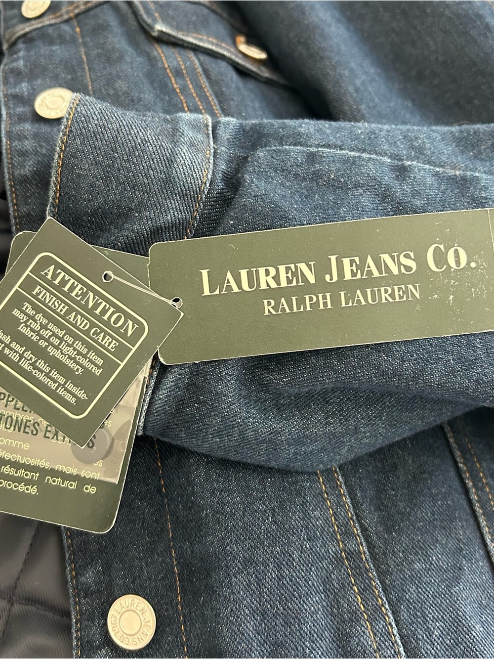 NWT Ralph Lauren Dark Wash Trucker Jean Jacket w Removable Faux Fur Collar, L - Picture 9 of 9